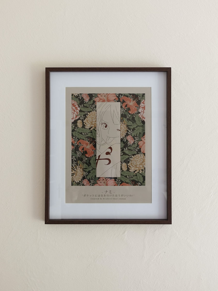 Affiche murale manga One Piece cottage japandi esthétique florale Nami